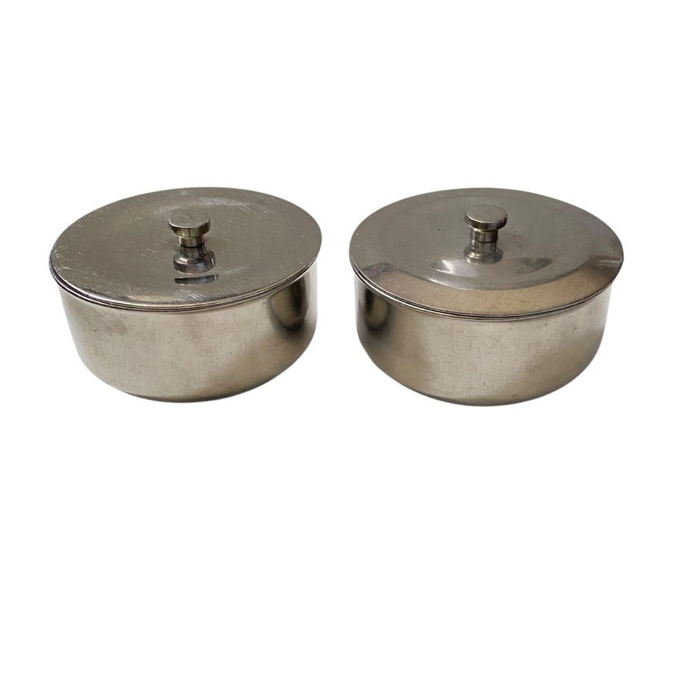 Lot of 2 Double Walled Stainless Steel Lidded Bowl Set 18/8 Japan Vintage
